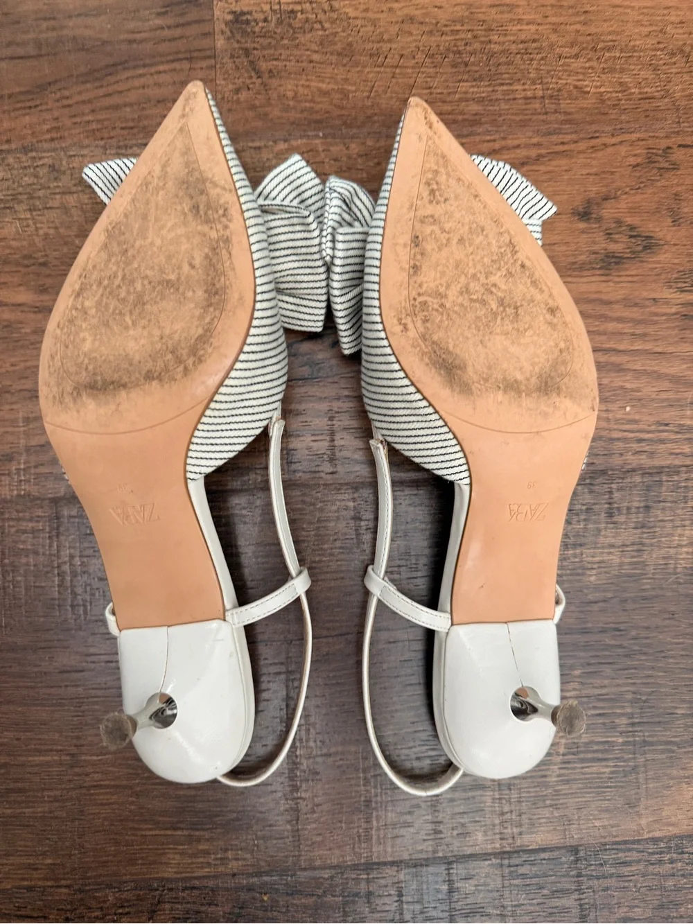 Zara sling back kitten heels size 39